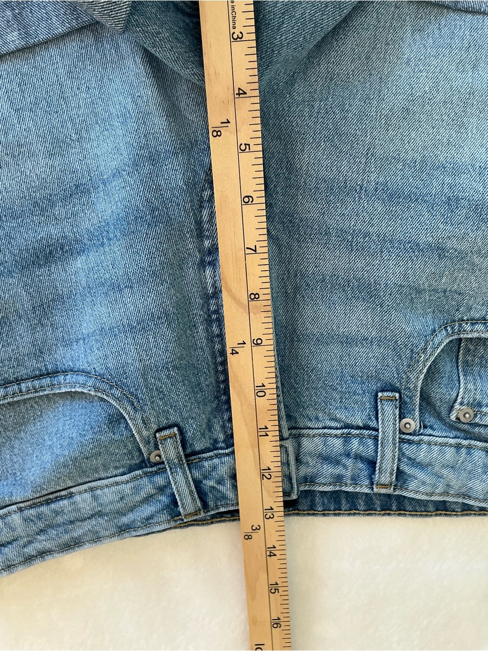Free Assembly Denim Shorts Sz 12 Organic Cotton Stretch Jean Shorts Light Wash - Picture 9 of 13
